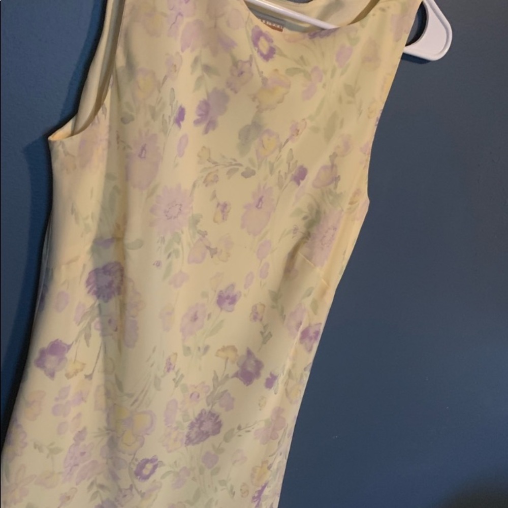 EXPRESSIONS VINTAGE MIDI LIGHTWEIGHT YELLOW SLEEVELESS FLORAL DRESS WOMENS 12